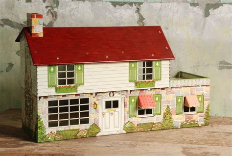 vintage metal foll house|metal dollhouse from the 1950s.